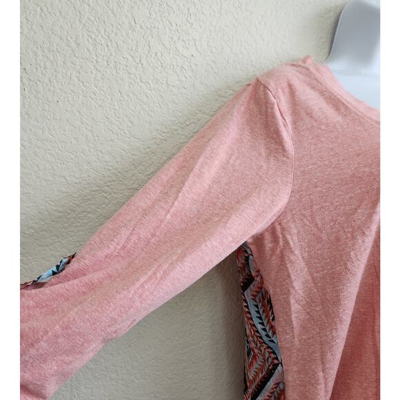 Liberty Love Orange Heathered Hi Low Hem Top 1XL Lightweight Roll Tab Sleeves - Picture 3 of 6